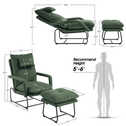 MCombo Accent Recliner with Ottoman, Leathaire Upholstered Armchairs with Adjustable Backrest for Living Room Bedroom 4233