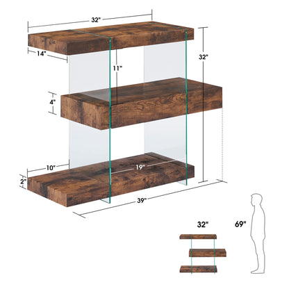 Glass Console Table with Storage Shelves, 5104