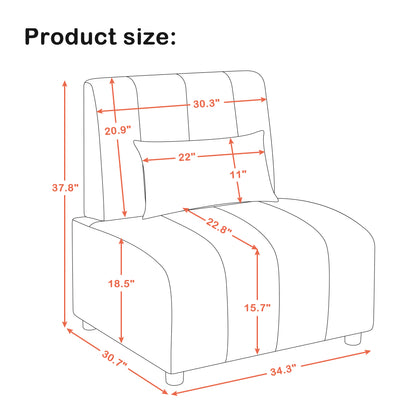 MCombo Accent Sofa Chair, Faux Leather Upholstered Armless Chair, Modular Guest Reception Chair for Waiting Room Office 4339