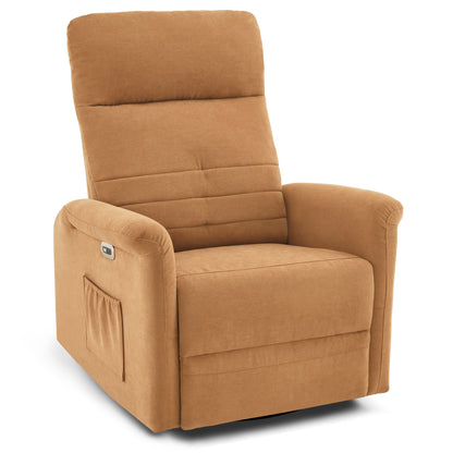 MCombo Fabric Power Recliner, Electric Swivel Glider Rocker Recliner Chair for Nursery with USB Ports, Side Pockets for Living Room, Small Space 6160-7763