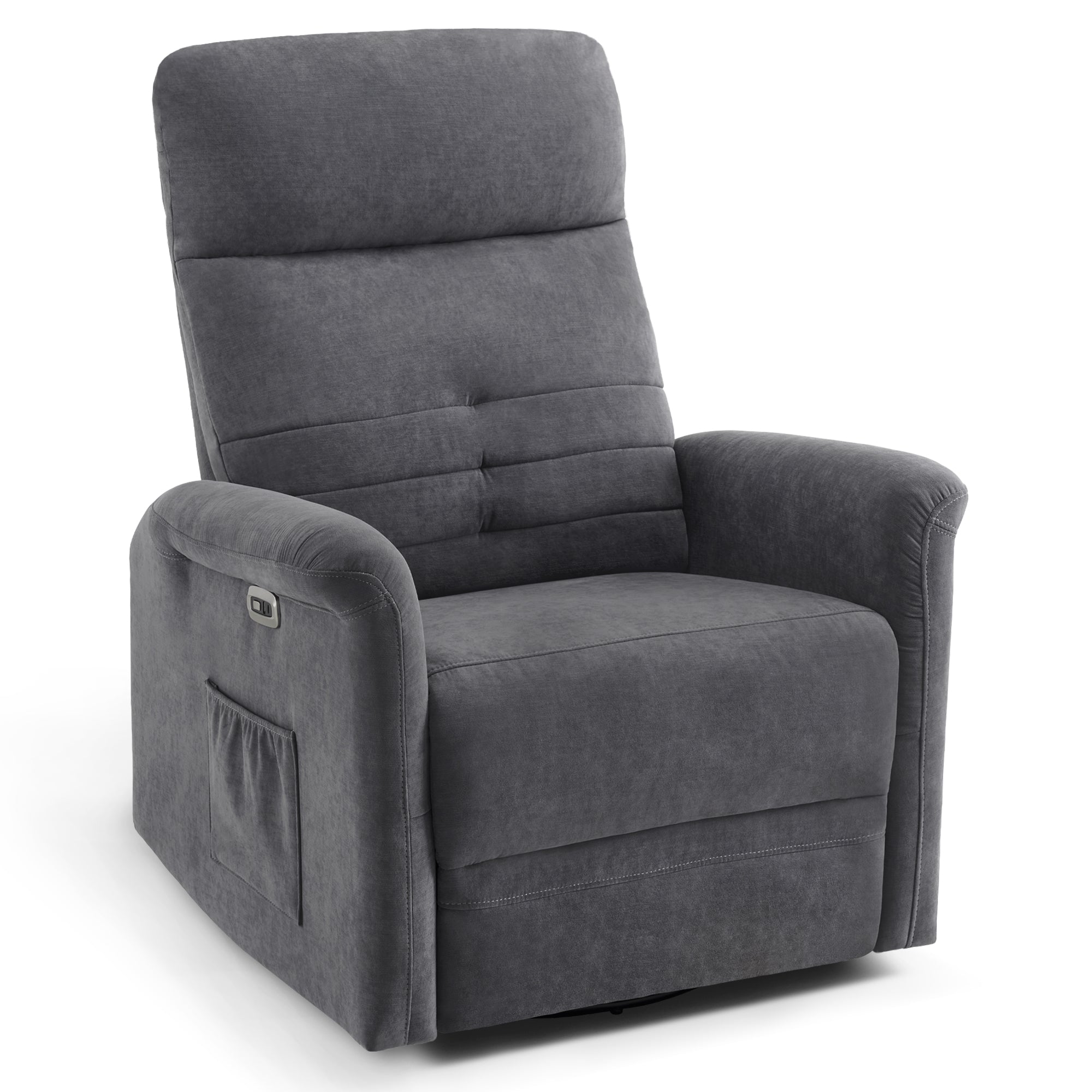 MCombo Fabric Power Recliner, Electric Swivel Glider Rocker Recliner Chair for Nursery with USB Ports, Side Pockets for Living Room, Small Space 6160-7763