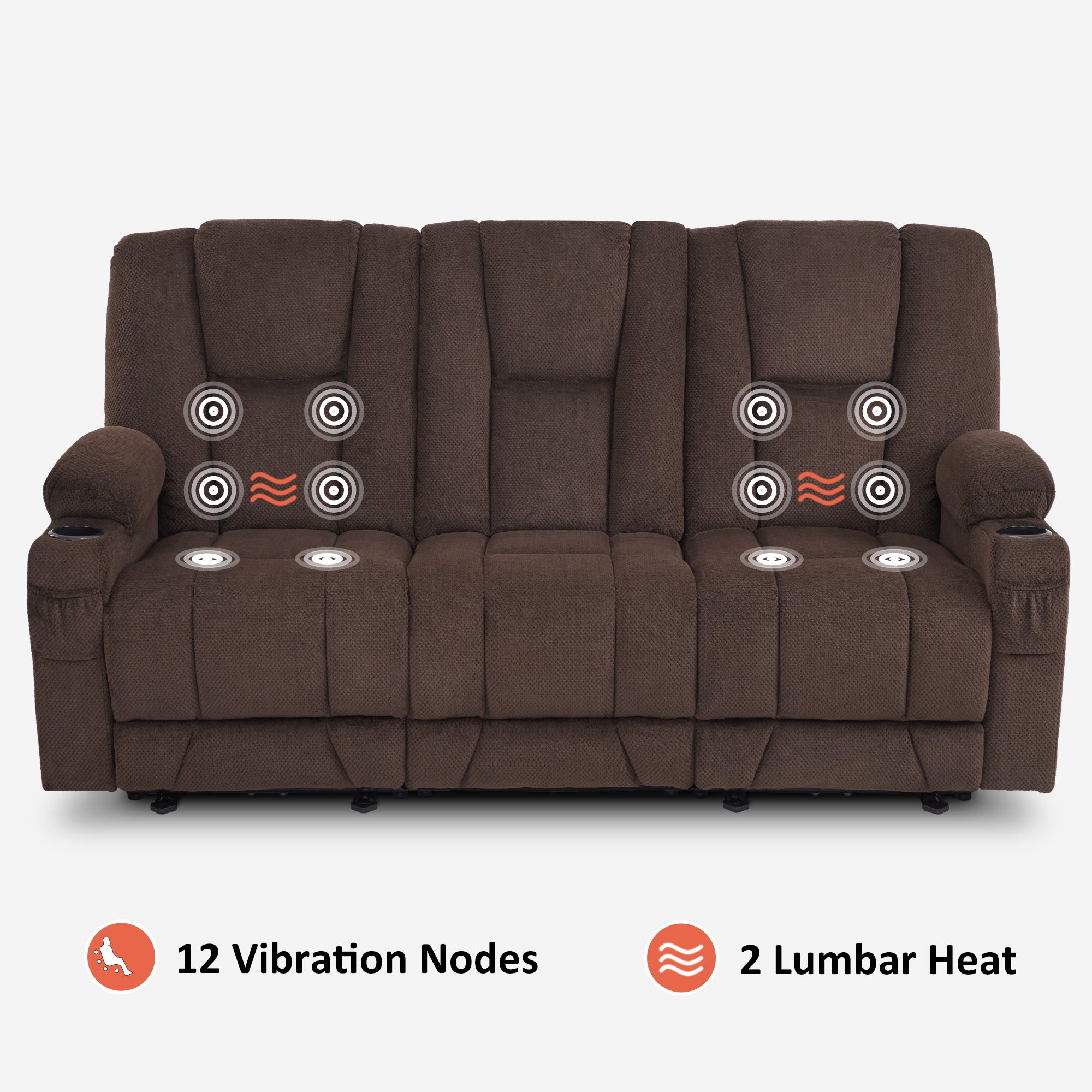 Power Reclining Sofa with Heat and Massage, Fabric 6015