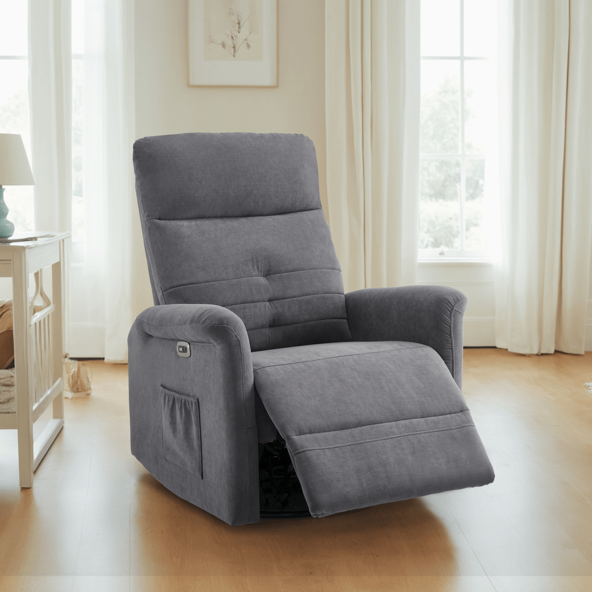 Power Recliner Chair, Swivel Glider Rocker, Fabric 7763