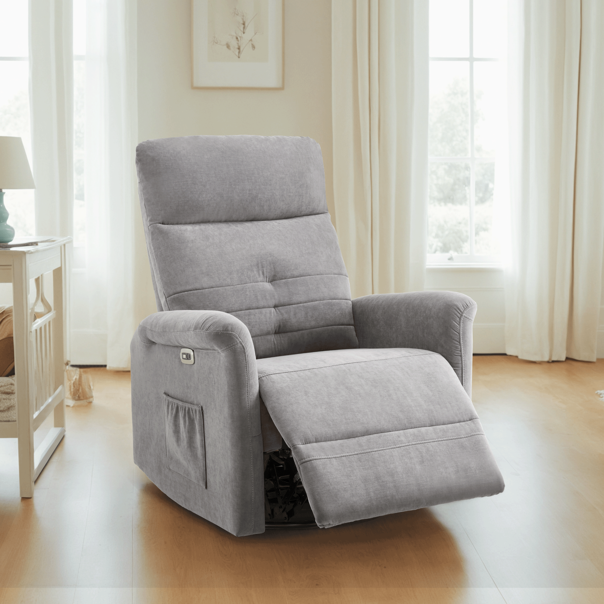 Power Recliner Chair, Swivel Glider Rocker, Fabric 7763