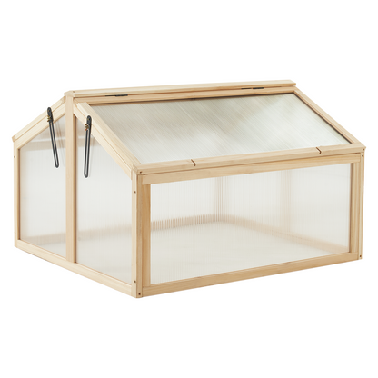 MCombo Double Box Wooden Greenhouse Cold Frame Raised Plants Bed Protection 6057-0145