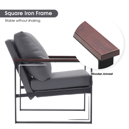 MCombo Modern Accent Chairs, Armchair with Upholstered Cushion, Faux Leather Lounge Chairs for Living Room Bedroom HQ304