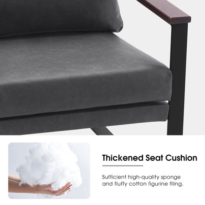 MCombo Modern Accent Chairs, Armchair with Upholstered Cushion, Faux Leather Lounge Chairs for Living Room Bedroom HQ304