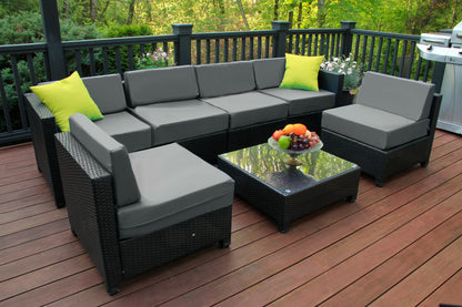 7PC Patio Rattan Wicker Furniture Sectional Sofa, 1007