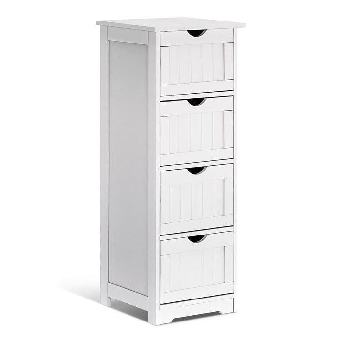 Slim Bathroom Storage Cabinet With Drawers, White