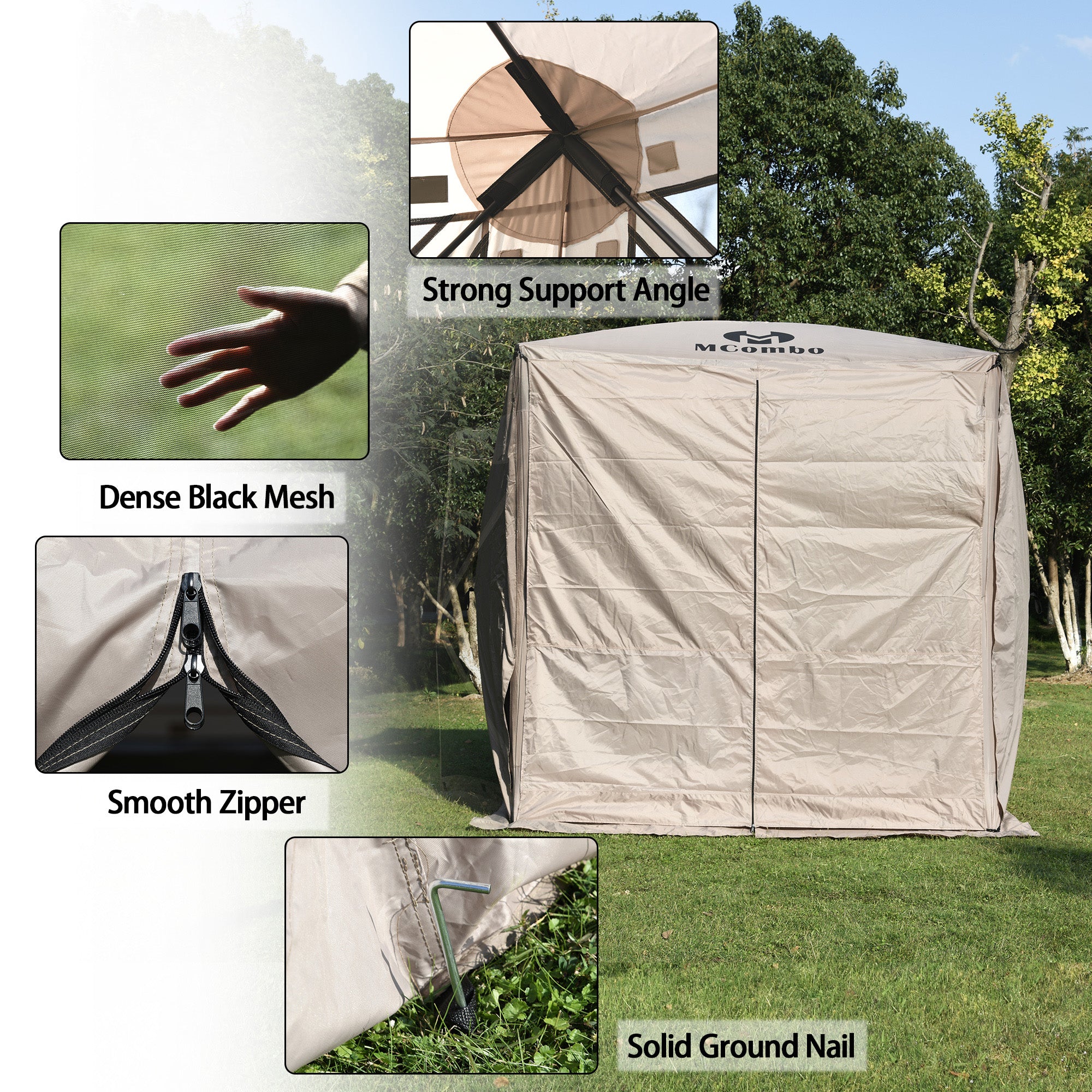 Mcombo Gazebo Tent Pop Up Portable Wheel Durable Screen Tent (3-5 Persons) 6052-C1024