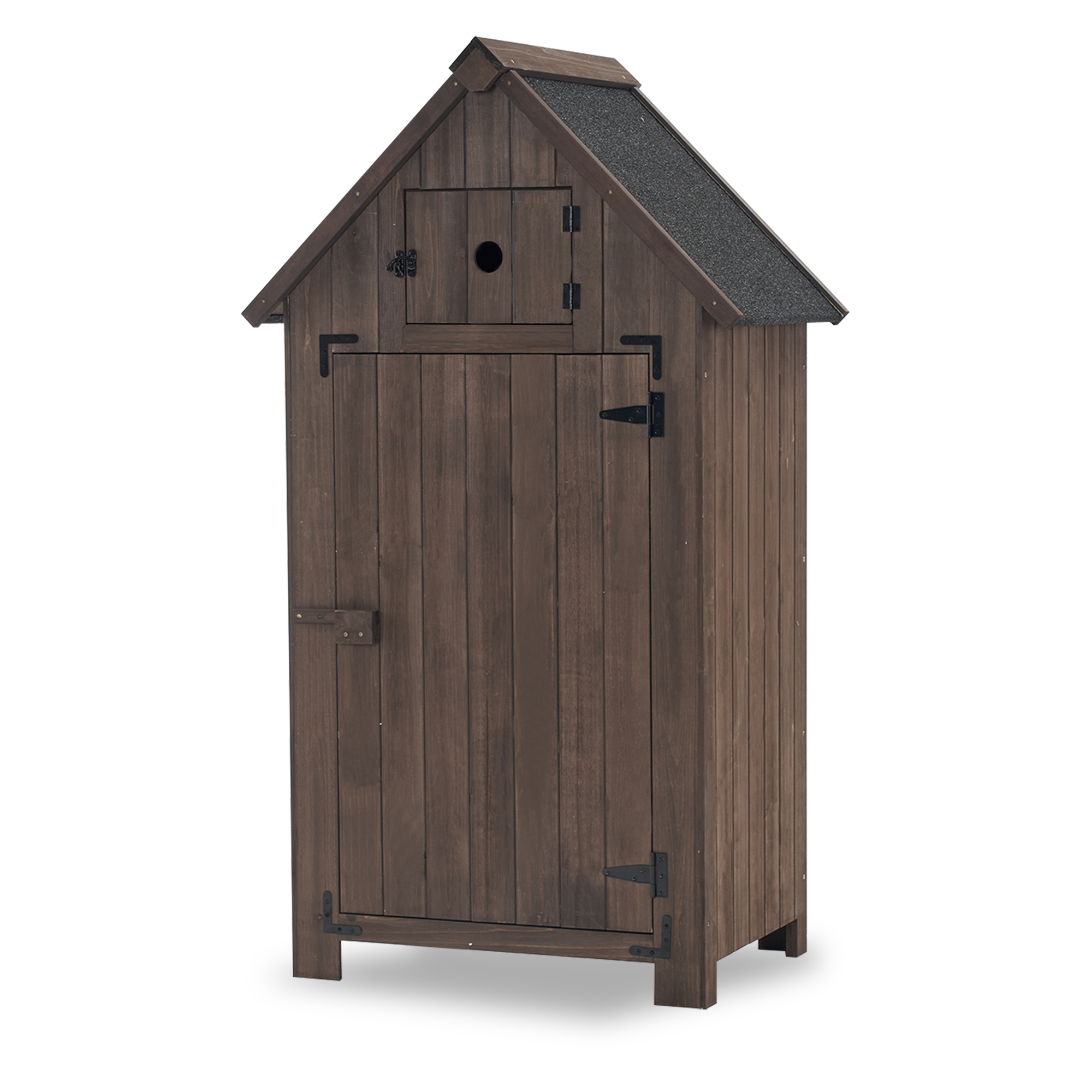 MCombo Outdoor Wood Storage Cabinet, Small Size Garden Shed with Door and Shelves, Outside Tools Cabinet for Patio (30.3”x21.5”x56”) 0733