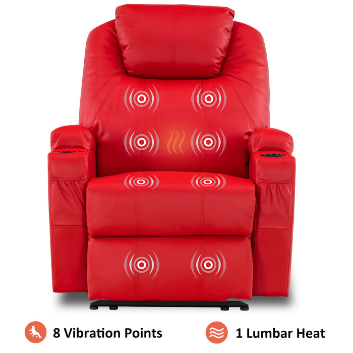 Mcombo Electric Power Recliner Massage Ergonomic Chair Vibrating Heated Lounge Remote PU Leather 7050