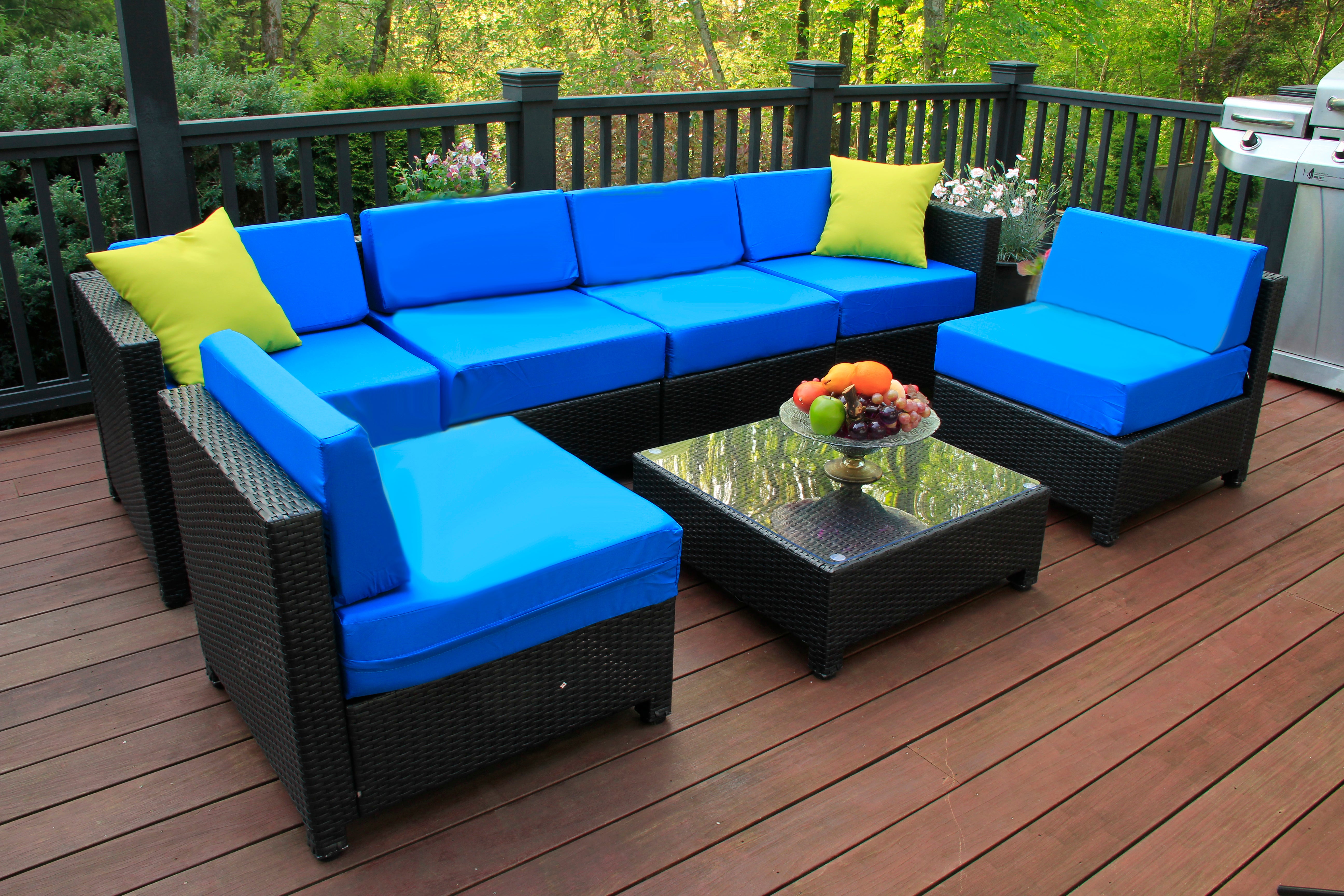 7PC Patio Rattan Wicker Furniture Sectional Sofa, 1007