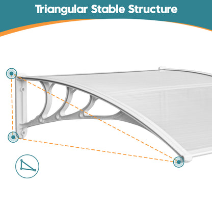 MCombo 40"×40", 40"×80" ,or 40"×120" Window Awning Outdoor Polycarbonate Front Door Patio Cover Garden Canopy 6055-4040/4080/4012