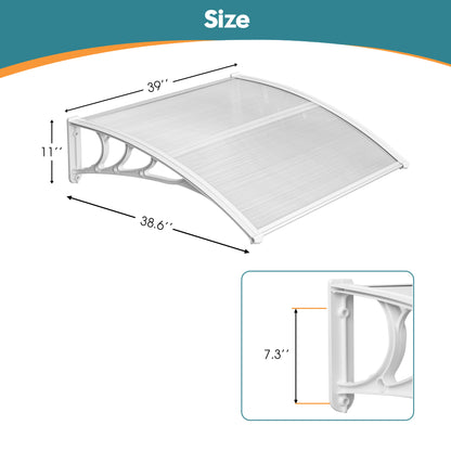 MCombo 40"×40", 40"×80" ,or 40"×120" Window Awning Outdoor Polycarbonate Front Door Patio Cover Garden Canopy 6055-4040/4080/4012