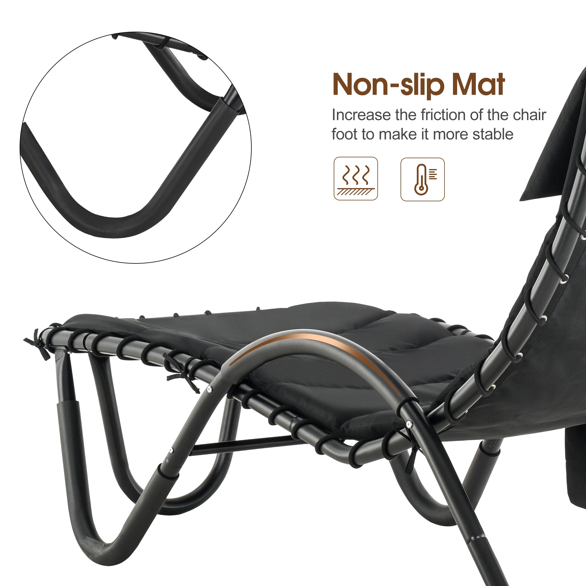 Mcombo Outdoor Chaise Lounge Chair w/Adjustable Canopy, Adjustable Cushioned Reclining Chair w/Side Pocket and Arc Stand, Sun Lounger for Beach Poolside Backyard Balcony Porch, 4097