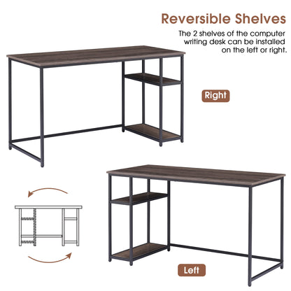 Mcombo Computer Desk with Shelves, Office Desk for Living Room,Small Desk with Storage Space 6090-WHALE