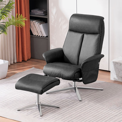 Swivel Recliner with Ottoman, Faux Leather 4603