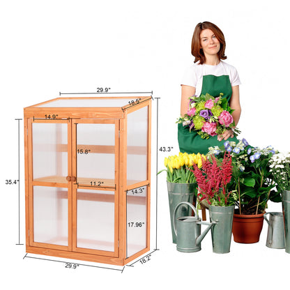 MCombo Greenhouse Wooden Cold Frame Greenhouse, Garden Portable Mini Greenhouse Cabinet, Raised Flower Planter Shelf Protection for Outdoor Indoor Use, 0760