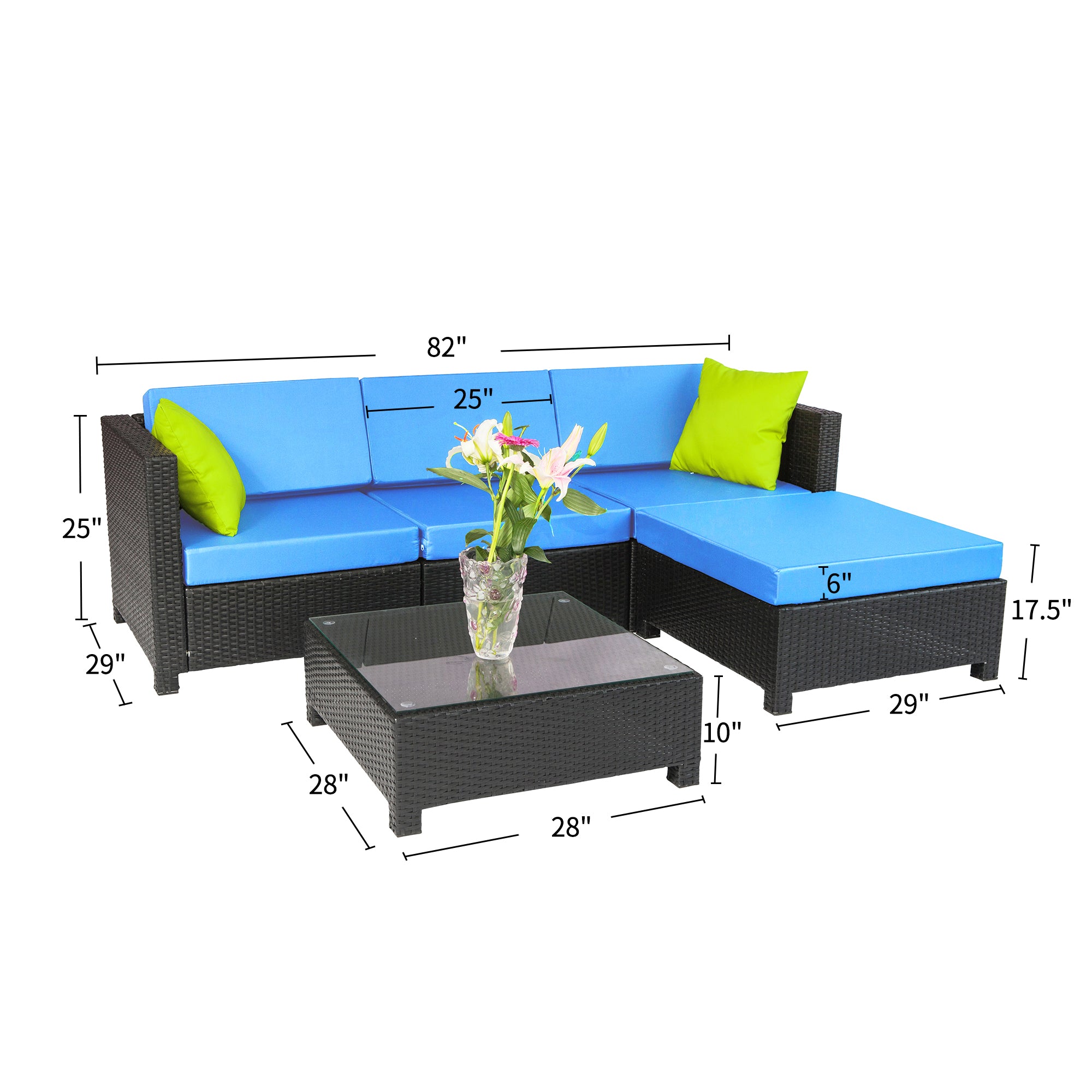 5PC Outdoor Garden Patio Furniture Sectional, 1005