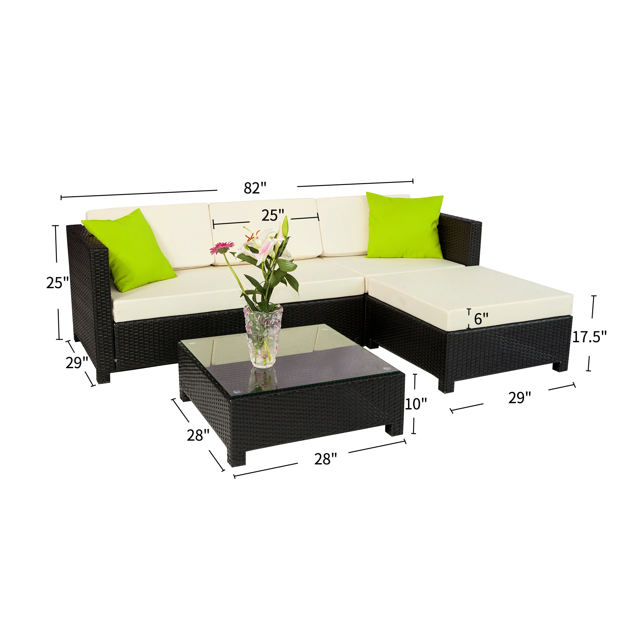 5PC Outdoor Garden Patio Furniture Sectional, 1005