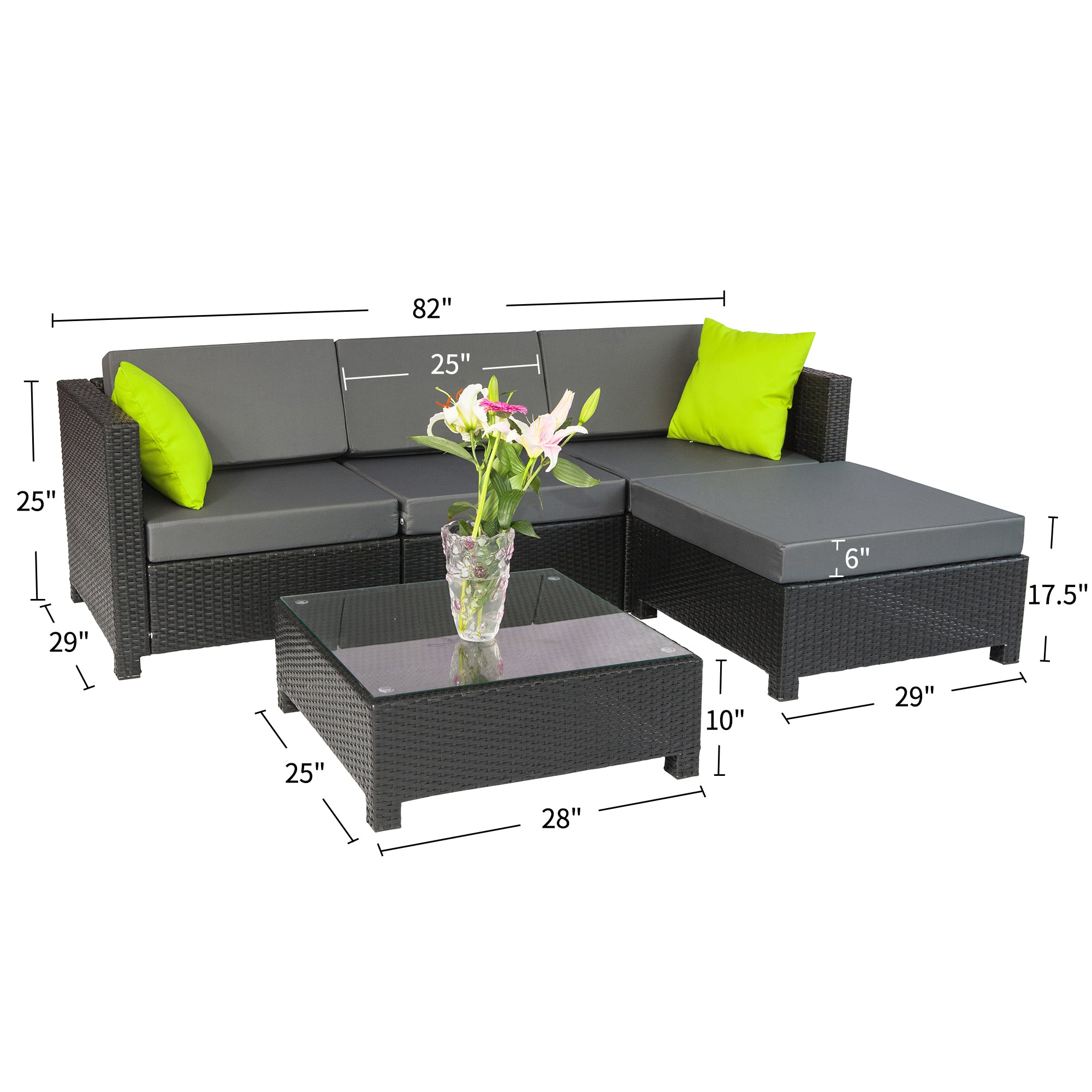 5PC Outdoor Garden Patio Furniture Sectional, 1005