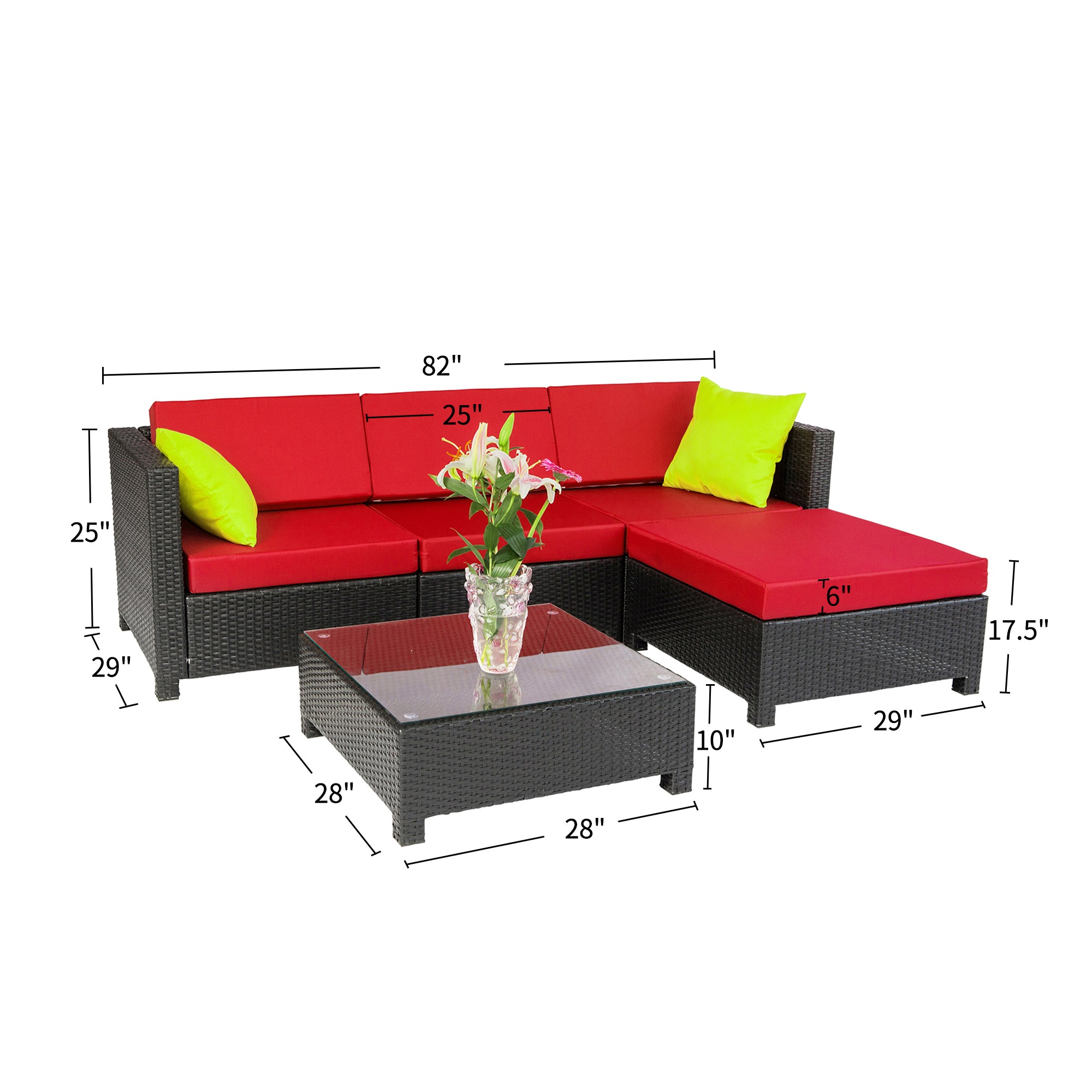 5PC Outdoor Garden Patio Furniture Sectional, 1005