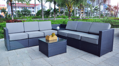 8PC Patio Wicker Furniture Sectional Set, 6085-S1008