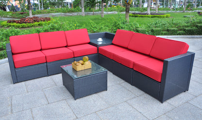 8PC Patio Wicker Furniture Sectional Set, 6085-S1008