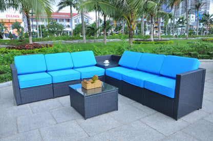 8PC Patio Wicker Furniture Sectional Set, 6085-S1008