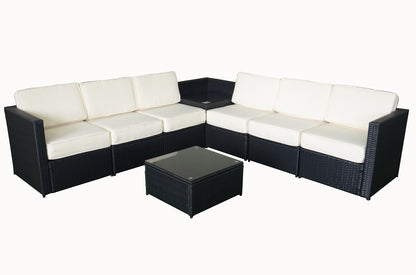 8PC Patio Wicker Furniture Sectional Set, 6085-S1008