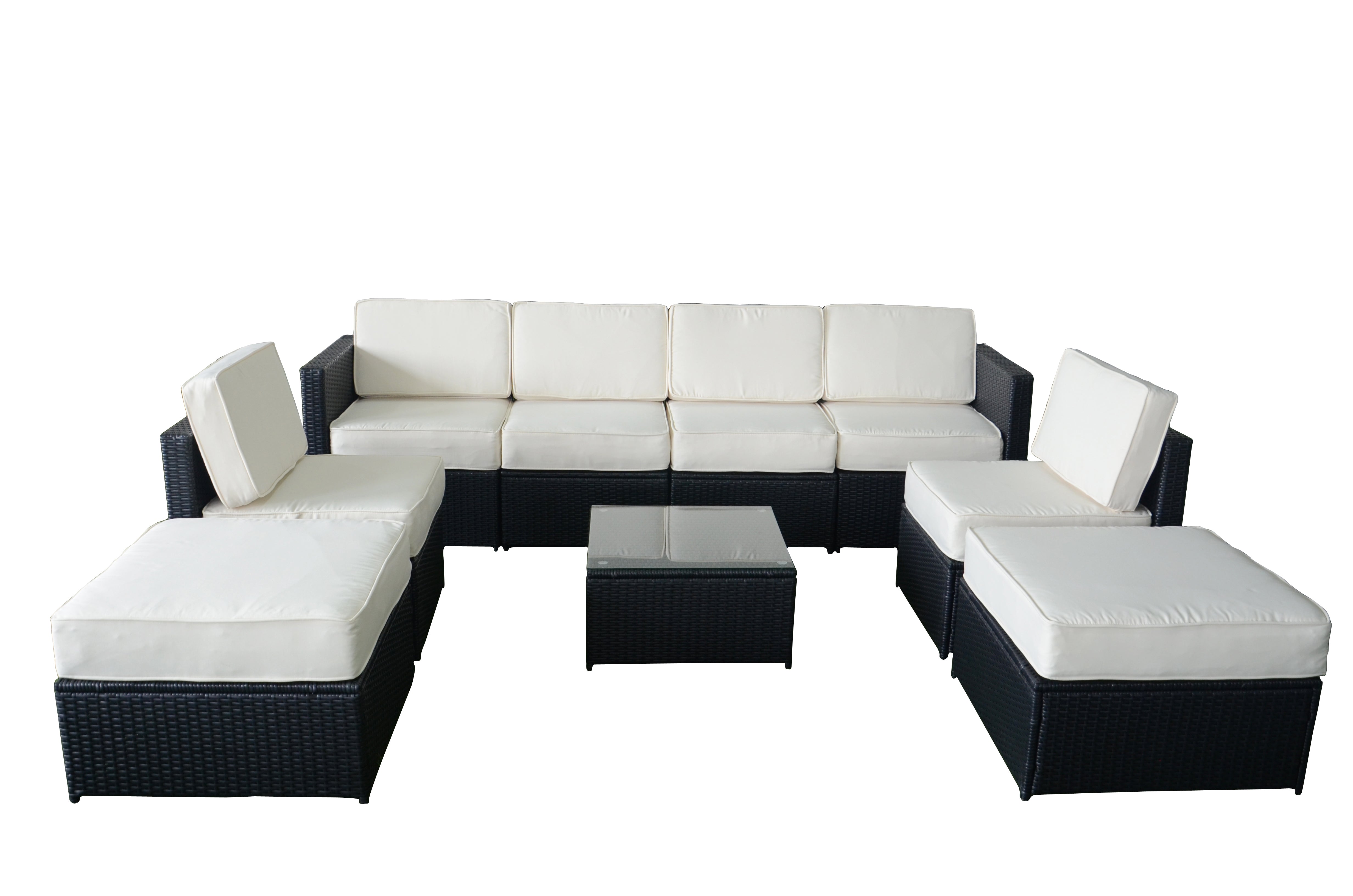 9PC Patio Wicker Furniture Sectional Set, 6085-S1009