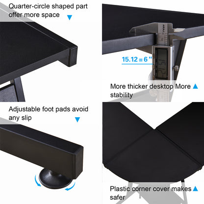 Office Desk Corner L Shaped Workstation Laptop Table with Keyboard Tray and CPU Stand,MFB Black/Brown 6090-7112BK