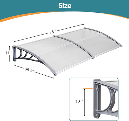 MCombo 40"×40", 40"×80" ,or 40"×120" Window Awning Outdoor Polycarbonate Front Door Patio Cover Garden Canopy 6055-4040/4080/4012