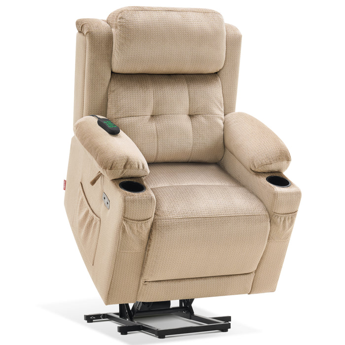 Lay Flat Recliner Lift Chairs with Airbag Lumbar Support and Heat, 3  Presses Mode, Lift Assist Recliner Help Elderly Stand Up,Recliner with 2  Side Pocket, USB and Type-C Port,Velvet
