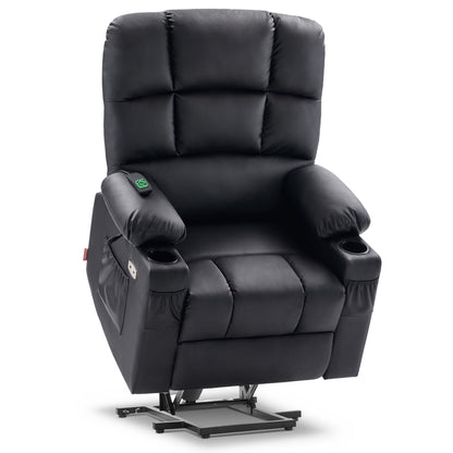 MCombo Dual Motor Large Power Lift Recliner Chair with Massage and Heat for Elderly Big and Tall People, Infinite Position, Extended Footrest, Faux Leather 7680 Series