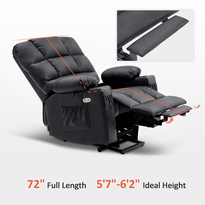 MCombo Dual Motor Large Power Lift Recliner Chair with Massage and Heat for Elderly Big and Tall People, Infinite Position, Extended Footrest, Faux Leather 7680 Series