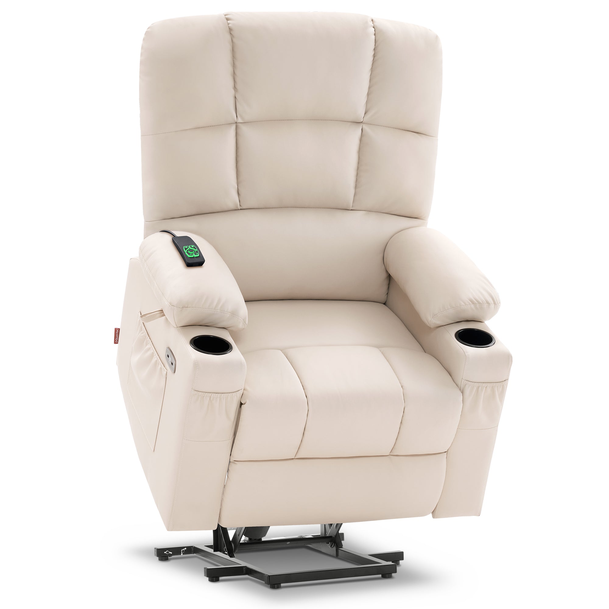 MCombo Dual Motor Large Power Lift Recliner Chair with Massage and Heat for Elderly Big and Tall People, Infinite Position, Extended Footrest, Faux Leather 7680 Series