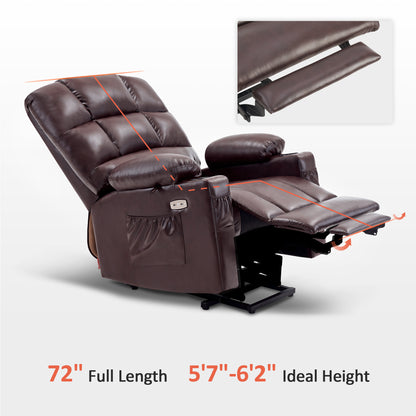 MCombo Dual Motor Large Power Lift Recliner Chair with Massage and Heat for Elderly Big and Tall People, Infinite Position, Extended Footrest, Faux Leather 7680 Series