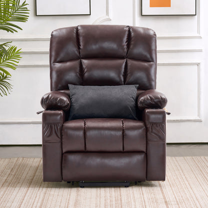 MCombo Dual Motor Large Power Lift Recliner Chair with Massage and Heat for Elderly Big and Tall People, Infinite Position, Extended Footrest, Faux Leather 7680 Series