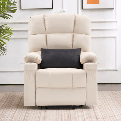 MCombo Dual Motor Large Power Lift Recliner Chair with Massage and Heat for Elderly Big and Tall People, Infinite Position, Extended Footrest, Faux Leather 7680 Series