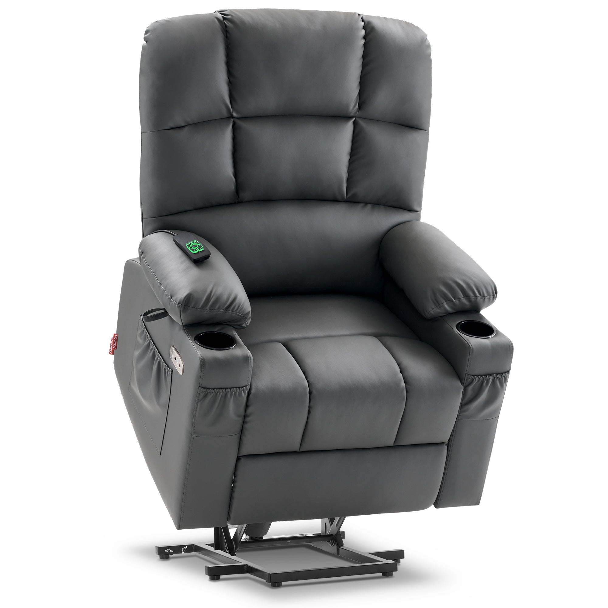 MCombo Dual Motor Large Power Lift Recliner Chair with Massage and Heat for Elderly Big and Tall People, Infinite Position, Extended Footrest, Faux Leather 7680 Series