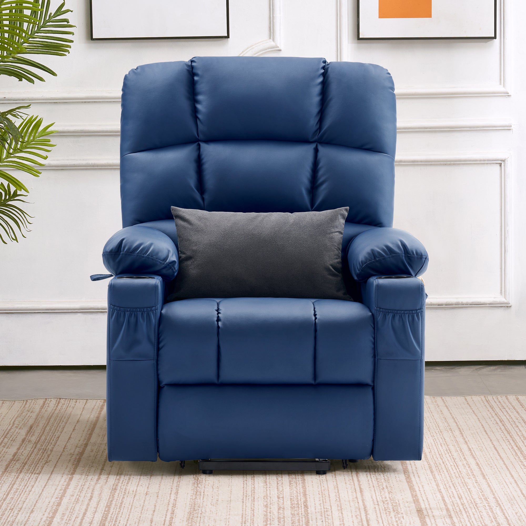 MCombo Dual Motor Large Power Lift Recliner Chair with Massage and Heat for Elderly Big and Tall People, Infinite Position, Extended Footrest, Faux Leather 7680 Series