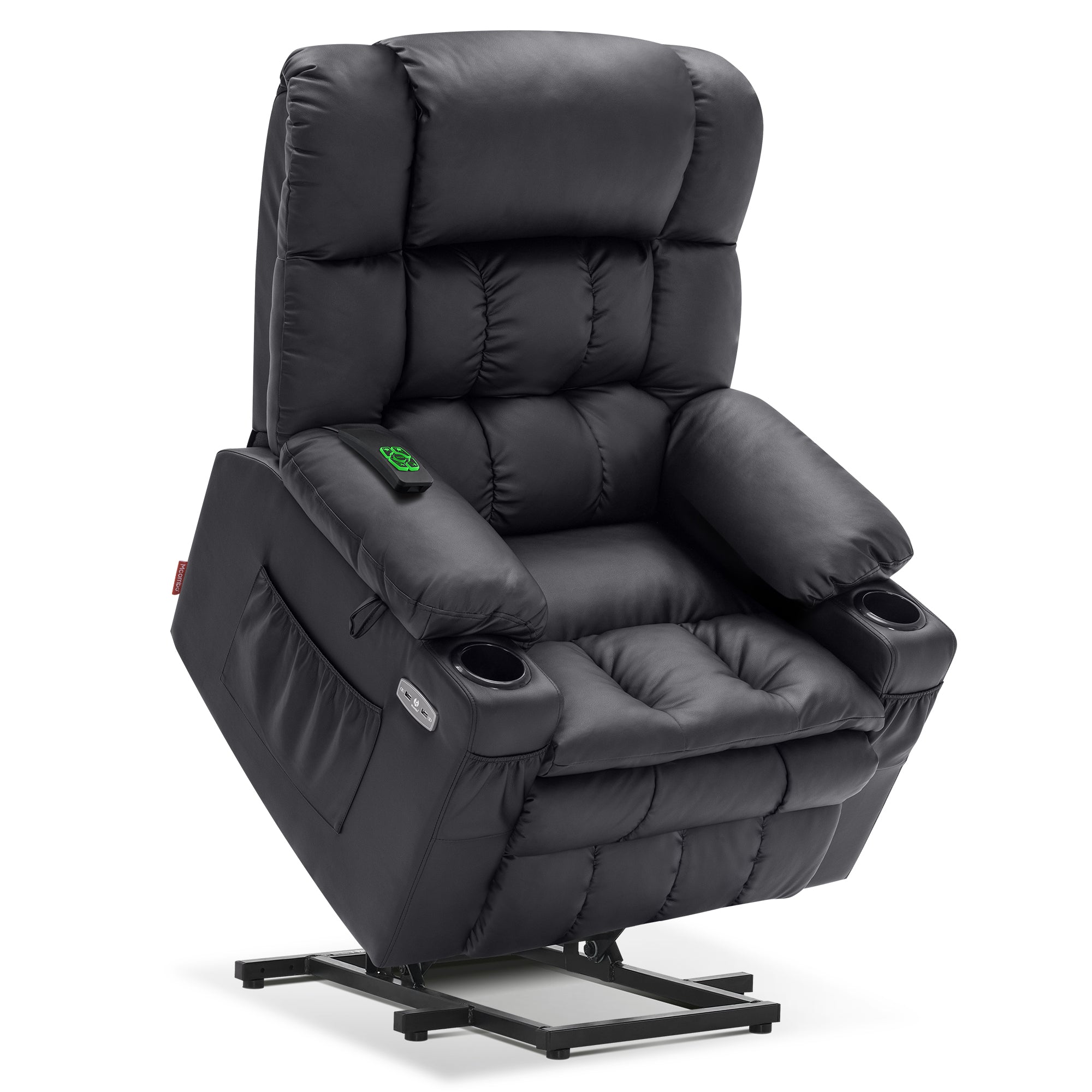 MCombo Dual Motor Power Lift Recliner Chair with Massage and Heat for Elderly People, Infinite Position, USB Ports, Cup Holders, Extended Footrest, Faux Leather 7890 Series
