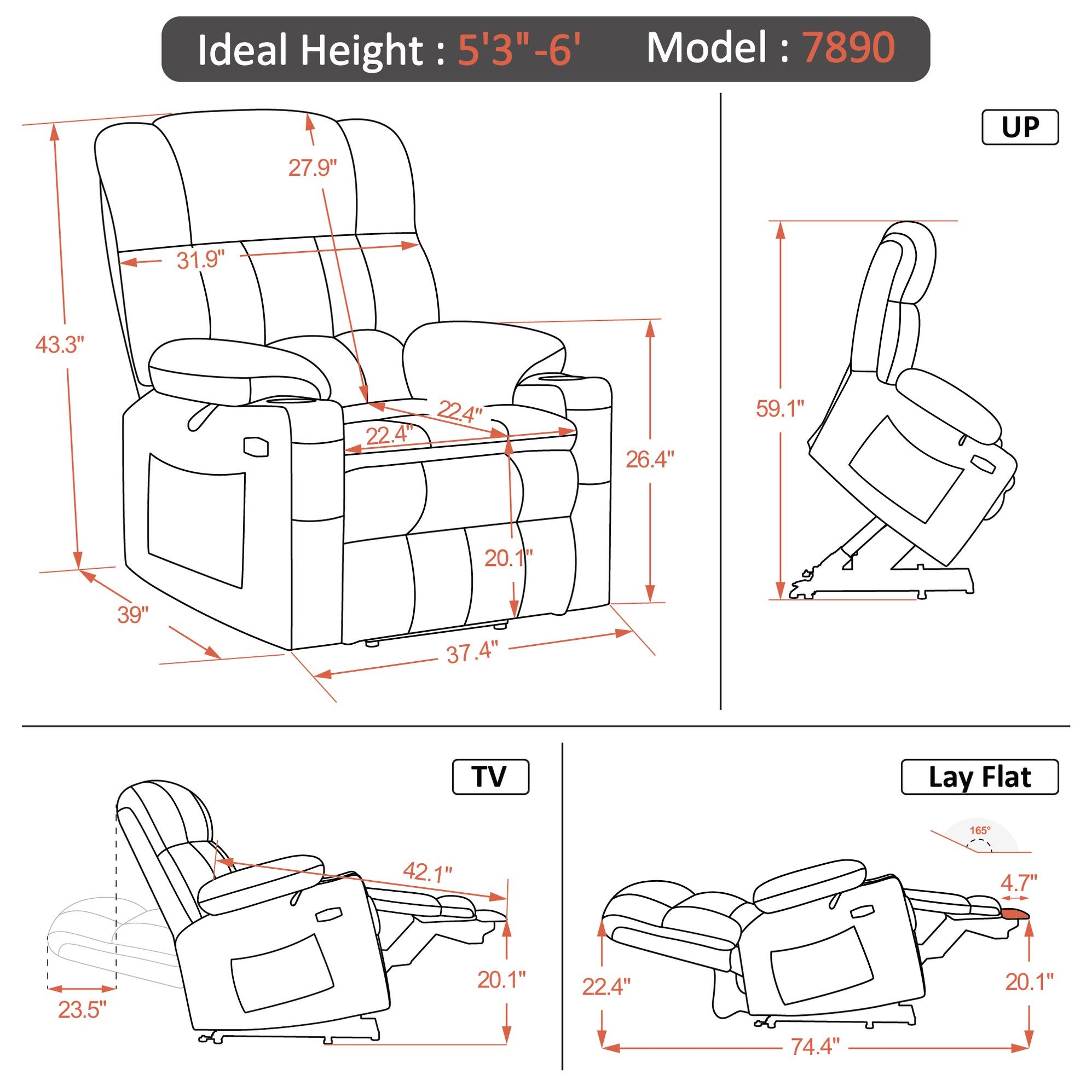 MCombo Dual Motor Power Lift Recliner Chair with Massage and Heat for