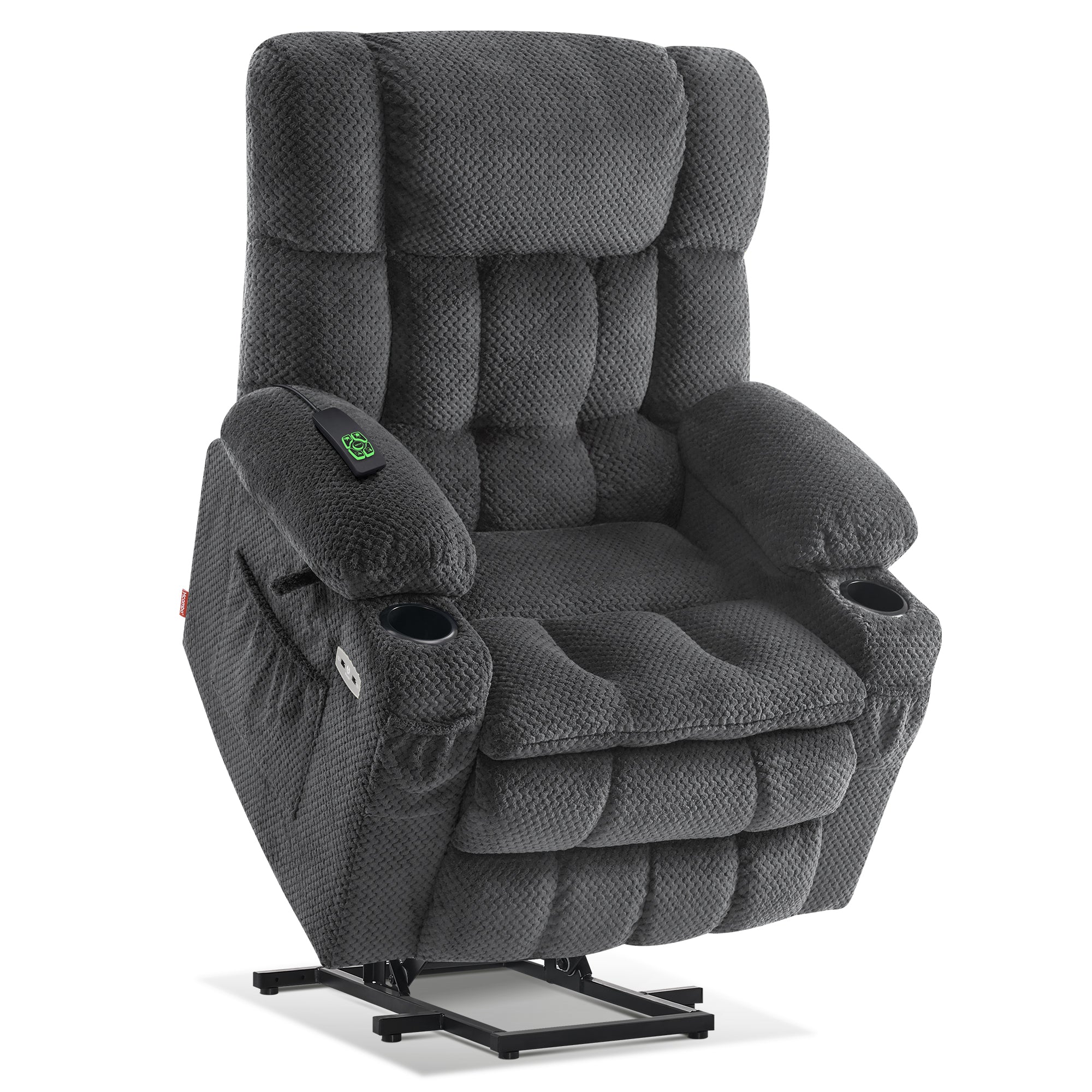 MCombo Dual Motor Power Lift Recliner Chair with Massage and Heat for Elderly People, Infinite Position, USB Ports, Cup Holders, Extended Footrest, Fabric, 7890 Series