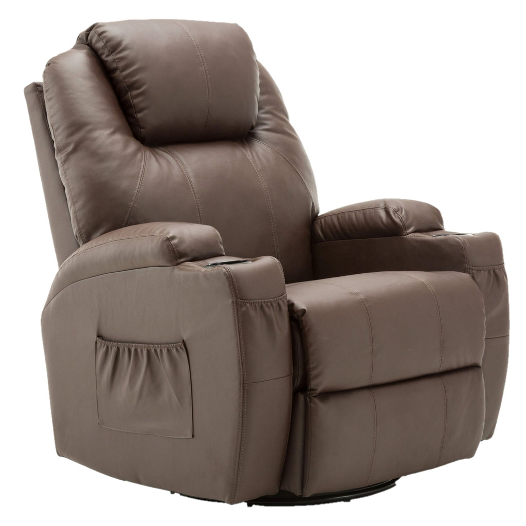 Ipkig Manual Faux Leather Recliner Chair- Swivel Rocker Recliner Chair, 360 Degree Swivel Ergonomic Glider Rocking Recliner Chair, Home Theater