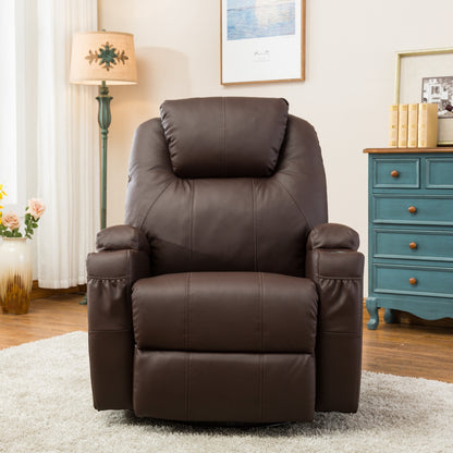 MCombo Manual Swivel Glider Rocker Recliner Chair with Massage and Heat for Adult, Cup Holders, USB Ports, 2 Side Pockets 8031,8041