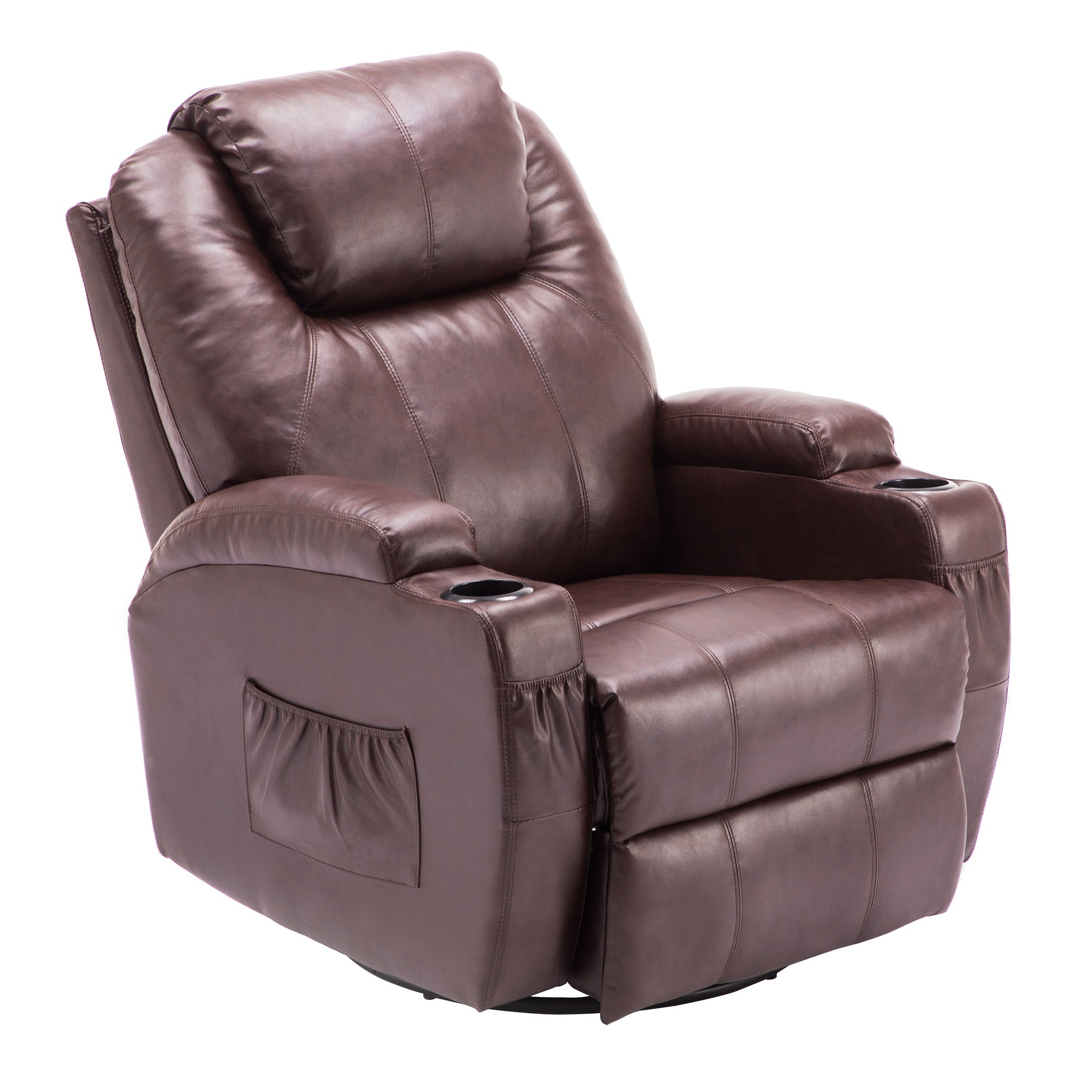 MCombo Manual Swivel Glider Rocker Recliner Chair with Massage and Heat for Adult, Cup Holders, USB Ports, 2 Side Pockets 8031,8041