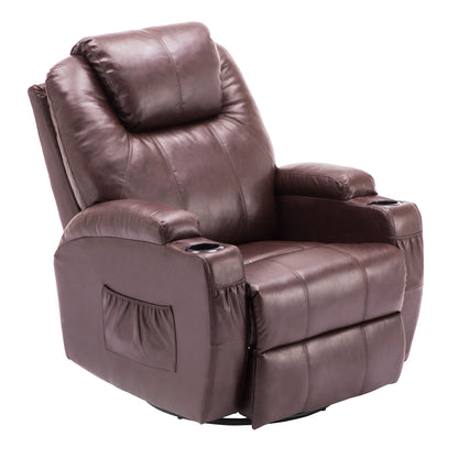 MCombo Manual Swivel Glider Rocker Recliner Chair with Massage and Heat for Adult, Cup Holders, USB Ports, 2 Side Pockets 8031,8041